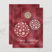 レッドグリッターエレガントクリスマス シーズンポストカード (正面/裏面)