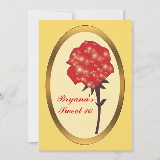 レッドグリッターエンチャントバラエレガントパーティー 招待状 (正面)