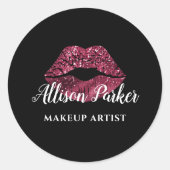 レッドグリッターキスリップビジネスメイクアップアーティスト ラウンドシール (正面)