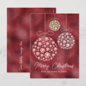 レッドグリッタークリスマスオーナメントエレガント シーズンポストカード (正面/裏面)