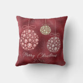 レッドグリッタークリスマスオーナメントズホリデイ クッション (裏面)