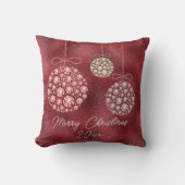 レッドグリッタークリスマスオーナメントズホリデイ クッション (正面)