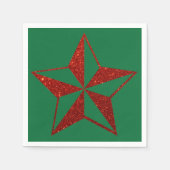 レッドグリッタークリスマススターナプキンス スタンダードカクテルナプキン (正面)