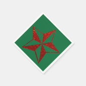 レッドグリッタークリスマススターナプキンス スタンダードカクテルナプキン (角)