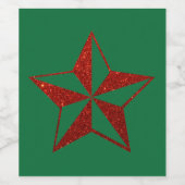 レッドグリッタークリスマススター ワインラベル (シングルラベル)