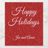 レッドグリッタークリスマス ワインラベル (シングルラベル)