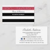 レッドグリッターグリッツと白黒ストライプ 名刺 (正面/裏面)