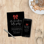 レッドグリッターコケットボウレッツパーティー 招待状