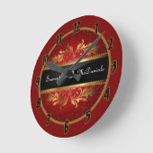 レッドグリッターシークインディスコパーソナライズされたクロック ラウンド壁時計 (傾斜)