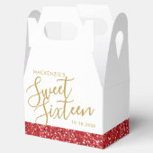 レッドグリッタースウィート16 パーソナライズされた フェイバーボックス (オープン)