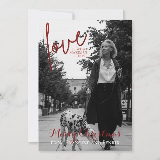 レッドグリッタースエレガントクリスマスカード (正面)