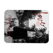 レッドグリッタースエレガントクリスマスカード マグネット (横)