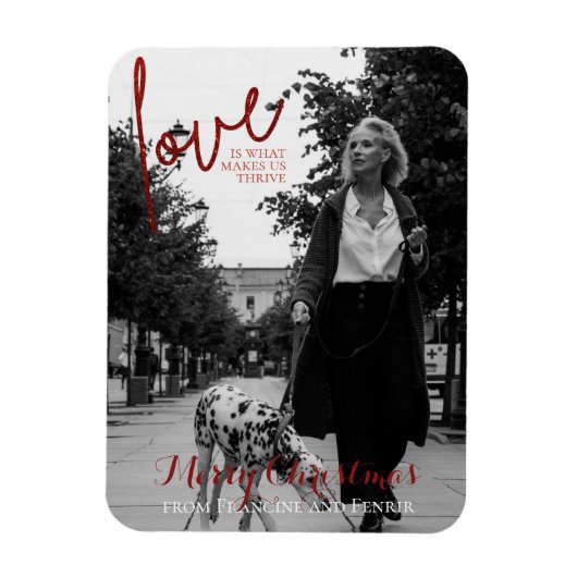 レッドグリッタースエレガントクリスマスカード マグネット (縦)