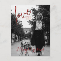 レッドグリッタースエレガントクリスマスポストカー