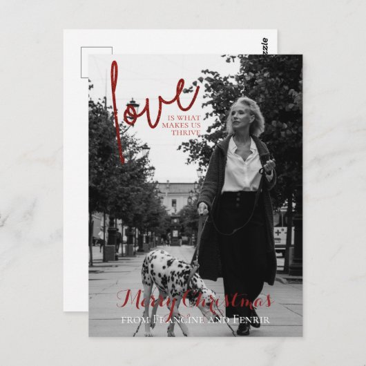 レッドグリッタースエレガントクリスマスポストカー ポストカード (正面/裏面)