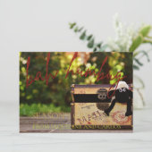 レッドグリッタースクリプトバーハバグクリスマスフォトカード (スタンド正面)