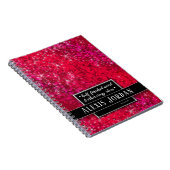 レッドグリッタースパークルズ白黒モノグラムグラム ノートブック (右側)