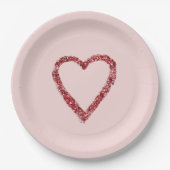 レッドグリッタースパークルハート ペーパープレート (正面)