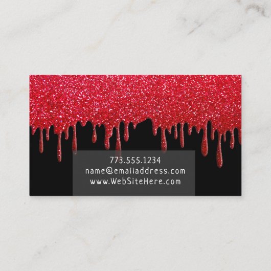 レッドグリッタースパークル美しい爪、 ネイルヘアサロンスパ 名刺 (裏面)