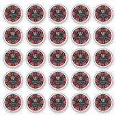 レッドグリッタートランプのポーカーチップカジノウェディングパーティー3cm シール (正面)