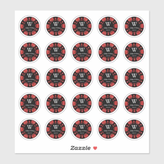 レッドグリッタートランプのポーカーチップカジノウェディングパーティー3cm シール (シート)