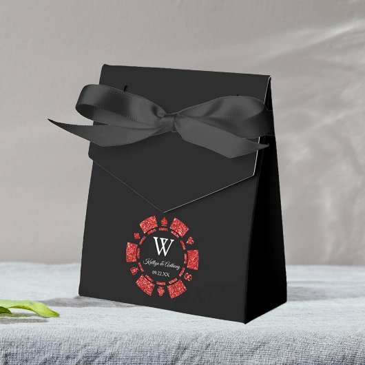 レッドグリッタートランプのポーカーチップカ結婚ジノ フェイバーボックス