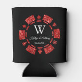 レッドグリッタートランプのポーカーチップカ結婚ジノ 缶クーラー (裏面)