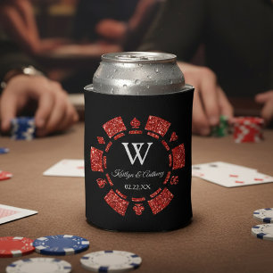 レッドグリッタートランプのポーカーチップカ結婚ジノ 缶クーラー