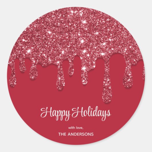 レッドグリッタードリップカスタム ラウンドシール (正面)