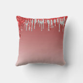 レッドグリッタードリップモノグラムメリークリスマス クッション (裏面)