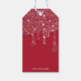 レッドグリッタードリップ名前をカスタムする ギフトタグ