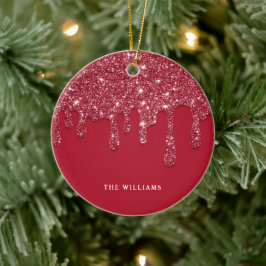 レッドグリッタードリップ名前をカスタムする セラミックオーナメント