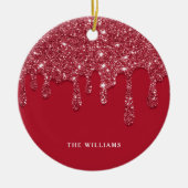 レッドグリッタードリップ名前をカスタムする セラミックオーナメント (正面)