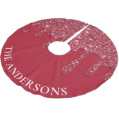 レッドグリッタードリップ名前をカスタムする ブラッシュドポリエステルツリースカート (アングル)