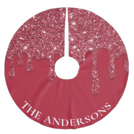 レッドグリッタードリップ名前をカスタムする ブラッシュドポリエステルツリースカート