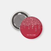 レッドグリッタードリップ名前をカスタムする マグネット (正面/裏面)