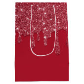 レッドグリッタードリップ名前をカスタムする ミディアムペーパーバッグ (裏面)
