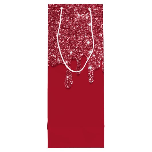 レッドグリッタードリップ名前をカスタムする ワインギフトバッグ (裏面)