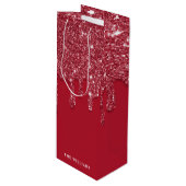 レッドグリッタードリップ名前をカスタムする ワインギフトバッグ (正面アングル)