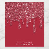 レッドグリッタードリップ名前をカスタムする ワインラベル (シングルラベル)