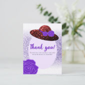 レッドグリッターハットパープルラベンダーありがとう ポストカード (スタンド正面)