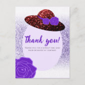 レッドグリッターハットパープルラベンダーありがとう ポストカード (正面)