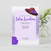 レッドグリッターハットパープルラベンダーレディースランチョン 招待状 (スタンド正面)