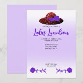 レッドグリッターハットパープルラベンダーレディースランチョン 招待状 (正面/裏面)