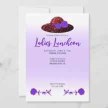 レッドグリッターハットパープルラベンダーレディースランチョン