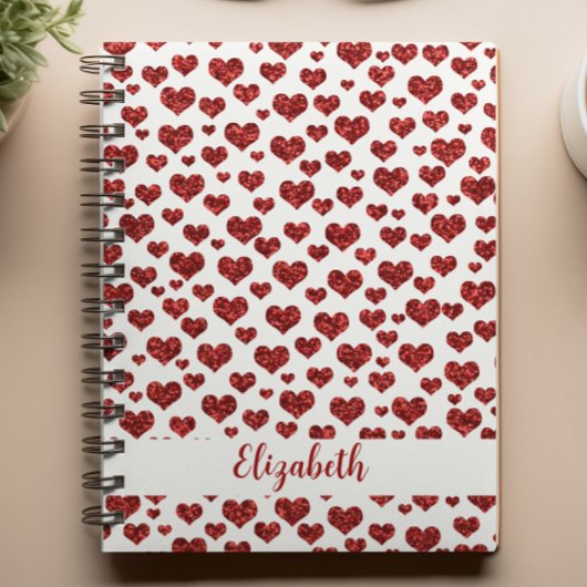 レッドグリッターハートブライトカラフルカスタム ノートブック