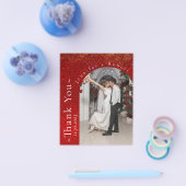 レッドグリッターバジェット結婚ズサンキューカードフライヤー チラシ (シングル)