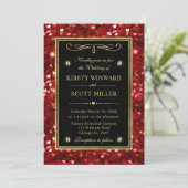 レッドグリッターバレンタ結婚ンハート 招待状 (スタンド正面)