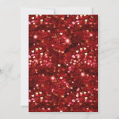 レッドグリッターバレンタ結婚ンハート 招待状 (裏面)