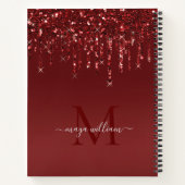 レッドグリッターパーソナライズされたはモノグラムと名前を乾燥 ノートブック (裏面)
